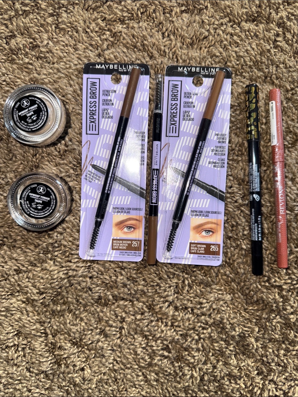 ABH & Maybelline eye brown bundle 4 bnib 3 lightly used. As is. 7 items.